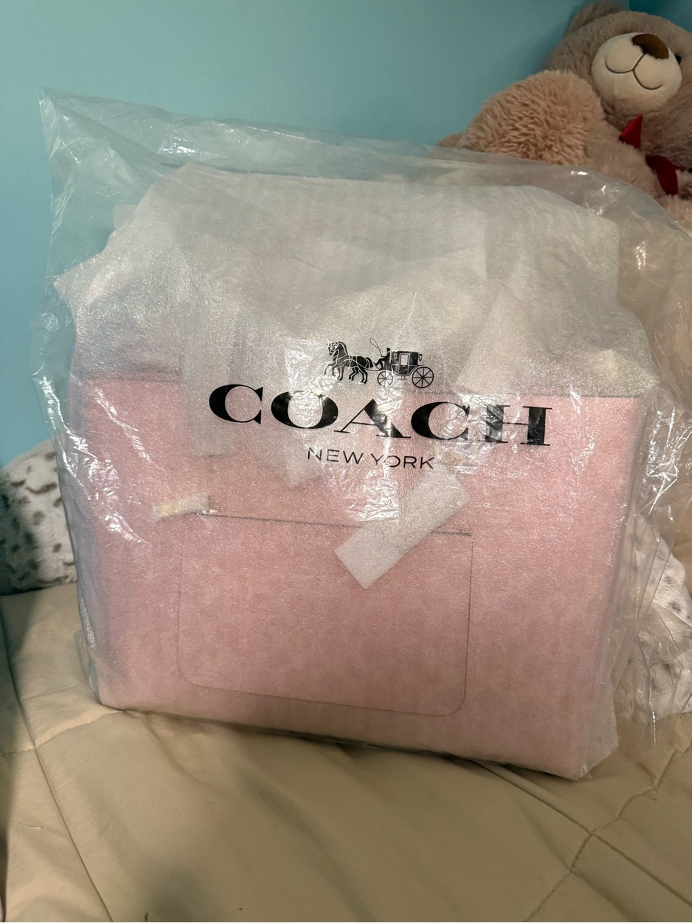 New limited addition Coach Pink Signature Tote with Tan Leather Accents